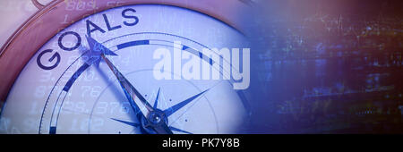 Composite image of compass pointing to goals Stock Photo