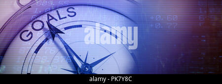 Composite image of compass pointing to goals Stock Photo