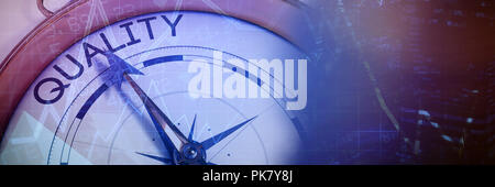 Composite image of compass pointing to quality Stock Photo
