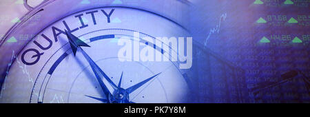 Composite image of compass pointing to quality Stock Photo