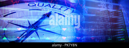 Composite image of compass pointing to quality Stock Photo