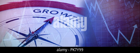 Composite image of compass pointing to growth Stock Photo