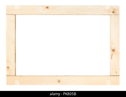 simple rectangular frame from wooden planks isolated on white background Stock Photo