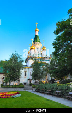The Russian St. Nicholas church in the center of Sofia city, capital of Bulgaria Stock Photo