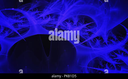 Beautiful blue background of glowing particles and lines with depth of ...