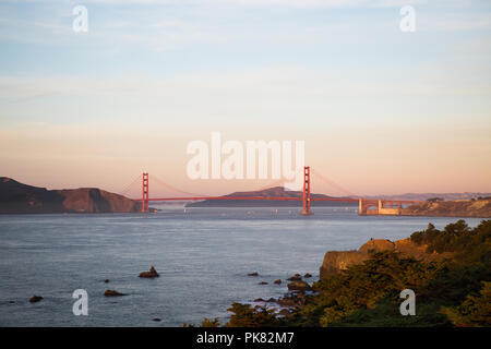 Golden Gate Bridge at Sunset Stock Photo