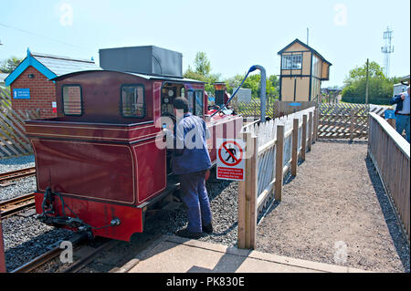 The 15 inch gauge steam locomotive 'Mark Timothy' at Hoveton & Wroxham station on the Bure Valley Railway in Norfolk, UK Stock Photo