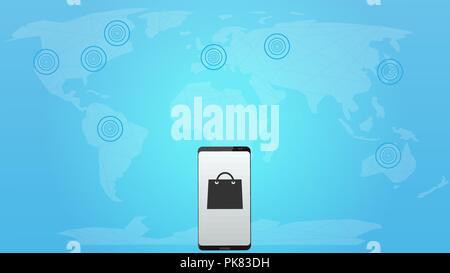 Online shopping with Smartphone. Concept of E-commerce and Digital Life. Stock Vector
