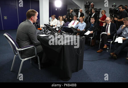 Scottish FA Chief Executive Ian Maxwell during a press conference at Hampden Park, Glasgow. Stock Photo