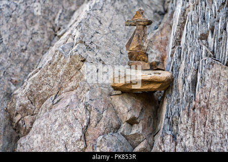 Cairn at Lake Edersee at low tide, Hesse, Germany, Europe Stock Photo