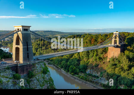 Clifton Suspension Bridge Bristol England September 07, 2018 The world famous Clifton Suspension Bridge, acrss the Avon Gorge, designed by Isambard Ki Stock Photo