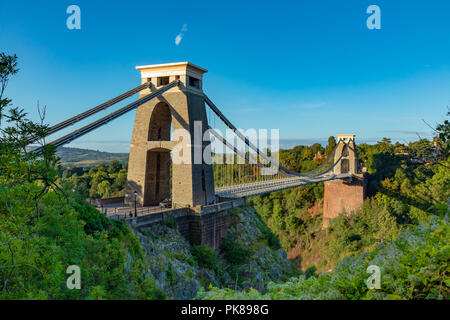 Clifton Suspension Bridge Bristol England September 07, 2018 The world famous Clifton Suspension Bridge, acrss the Avon Gorge, designed by Isambard Ki Stock Photo