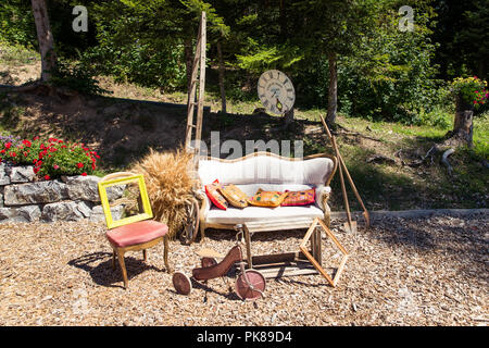 Shabby Chic Rustic Wedding Photo booth Set-up Stock Photo