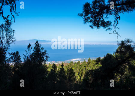 West coast of Tenerife, Playa san juan, and the Abama resort seen on a clear day from about 1000 metres above sea level in the pine forest near Tijoco