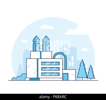 Factory - modern thin line design style vector illustration Stock Vector