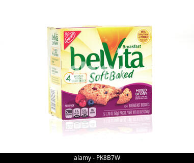 Box of Belvita Soft Baked Mixed Berry Breakfast Biscuits Stock Photo