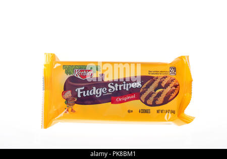 Package of Keebler Fudge Stripe Cookies on white background Stock Photo