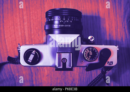 Vintage analogue film camera in infra red tehnique Stock Photo