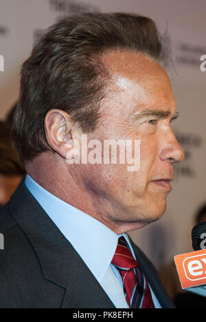 NEW YORK, NY - APRIL 22, 2015: Actor Arnold Schwarzenegger attends the 2015 Tribeca Film Festival world premiere narrative: 'Maggie' at BMCC Tribeca P Stock Photo