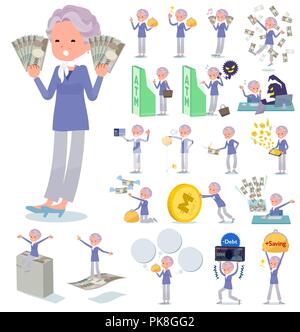 A set of old women with concerning money and economy.There are also actions on success and failure.It's vector art so it's easy to edit. Stock Vector