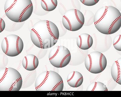 Seamless baseball balls pattern background. Vector illustration. Stock Vector