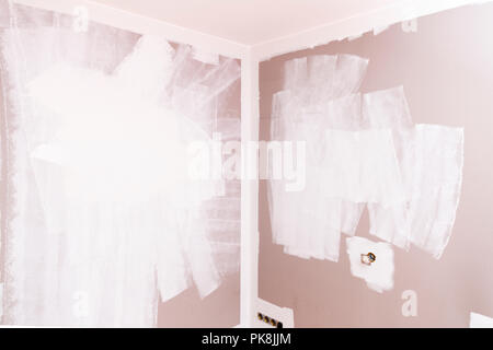 Wall prepared for painting. Home improvement. Stock Photo