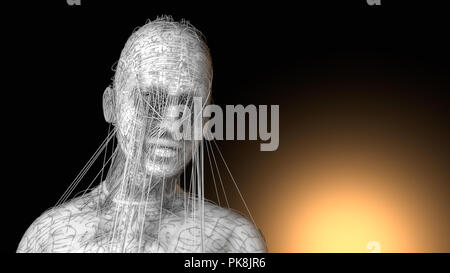3d render Human figure made with lines Stock Photo - Alamy