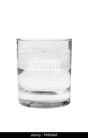 Monochrome transparent cocktail, soda, foam, boom, in a low glass. Side view Isolated white background. Drink for the menu restaurant, bar, cafe Stock Photo