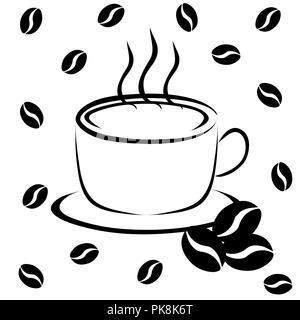 cup of coffee and coffee beans Stock Vector