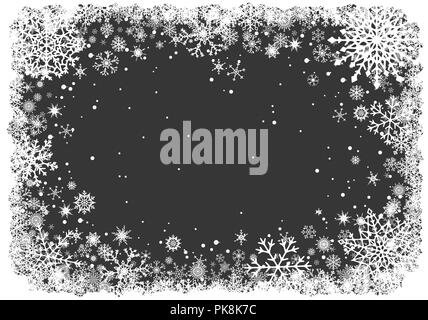 Christmas background with frame of snowflakes Stock Vector