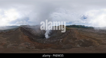 360 degree panoramic view of A crater of the Bromo volcano