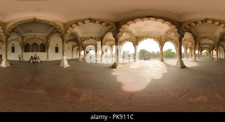 360 degree panoramic view of Diwan-e-Aam (Hall of Public Audience) at Agra Red Fort