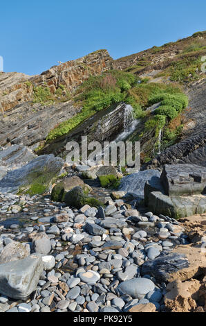 Waterfall In Amalia Beach. Southwest Alentejo, Portugal Stock Photo