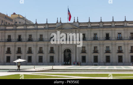 View of the presidential palace, known as La Moneda, in Santiago, Chile. This palace was bombed in the coup of 1973. Stock Photo