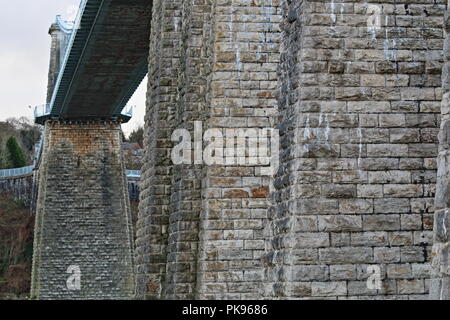 Menai Suspension Bridge, Anglesey, North Wales, United Kingdom Stock Photo