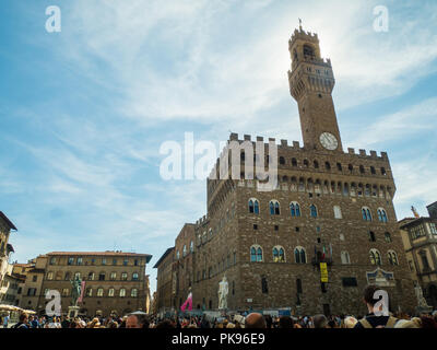 The Palazzo Vecchio (Town Hal), Piazza della Signoria, Florence, Tuscany, Italy Stock Photo