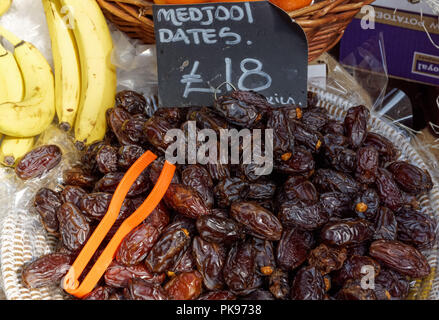 Medjool Dates on sale, UK Stock Photo