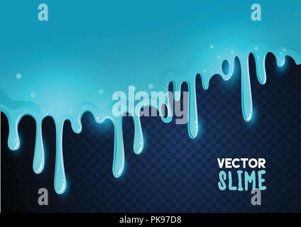 Sticky blue oozing blue slime dripping texture background. Vector illustration Stock Vector