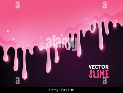 Sticky blue oozing Pink slime dripping texture background. Vector illustration Stock Vector