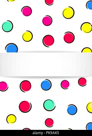 Pop art colorful confetti background. Big colored spots and circ Stock Vector