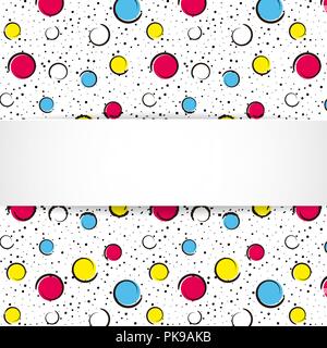 Pop art colorful confetti background. Big colored spots and circ Stock Vector