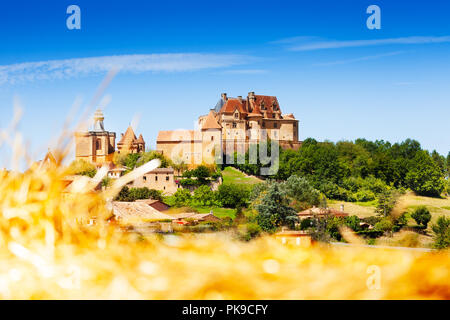 Medieval hill top village of Biron in France Stock Photo