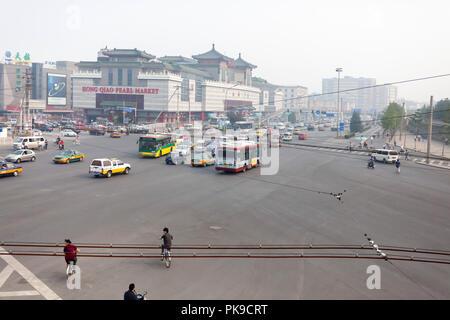 Hong Qiao Pearl Market by crossroads in front, Beijing, China. Stock Photo