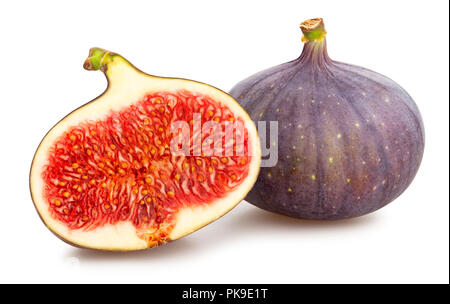 sliced figs path isolated Stock Photo