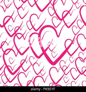 seamless hearts background. hearts for Valentine's day, vector illustration. pink pattern background with hand drawn elements. Stock Vector