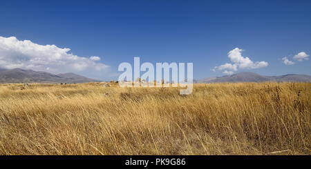 Armenia, Ancient observatory called Zorats Karer or Karahunj near Sisian city, Armenian Stonehenge. Prehistoric archaeological megalithic site