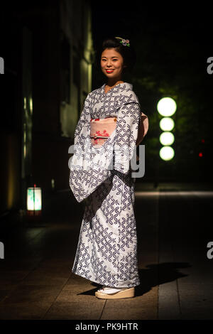 Portrait of a maiko called Chikasaya, Kansai region, Kyoto, Japan Stock Photo