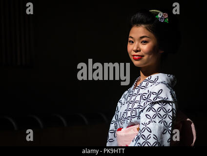 Portrait of a maiko called Chikasaya, Kansai region, Kyoto, Japan Stock Photo