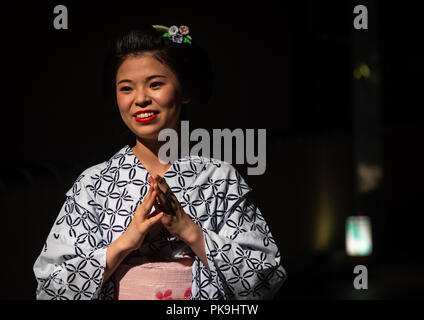 Portrait of a maiko called Chikasaya, Kansai region, Kyoto, Japan Stock Photo