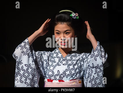 Portrait of a maiko called Chikasaya, Kansai region, Kyoto, Japan Stock Photo